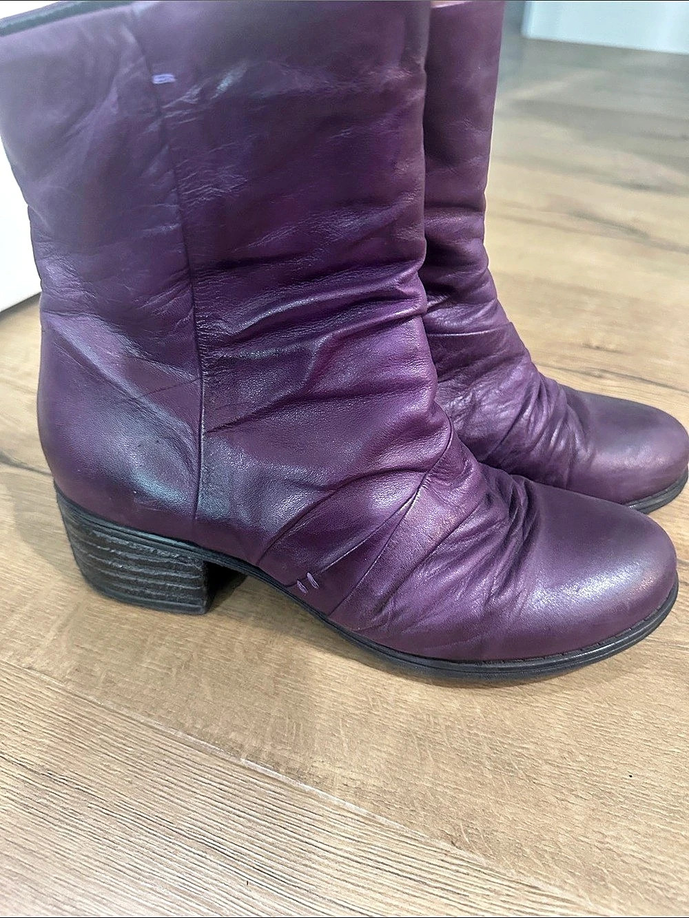 Miz Mooz Gem Purple Leather Heeled Boots US 9.5 (41)